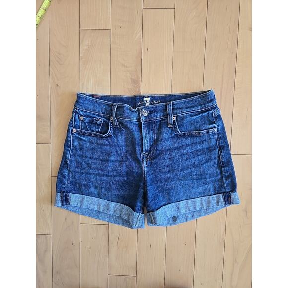 7 SEVEN FOR ALL MANKIND WOMENS SHORTS (Sz 26) STRETCH COTTON BLEND JEAN SHORTS - Picture 1 of 9